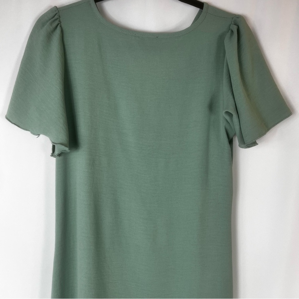 See You Monday Midi Dress  mint green, V-neck A-Line Stretchy Flared Sleeve Sz:M - Picture 12 of 15